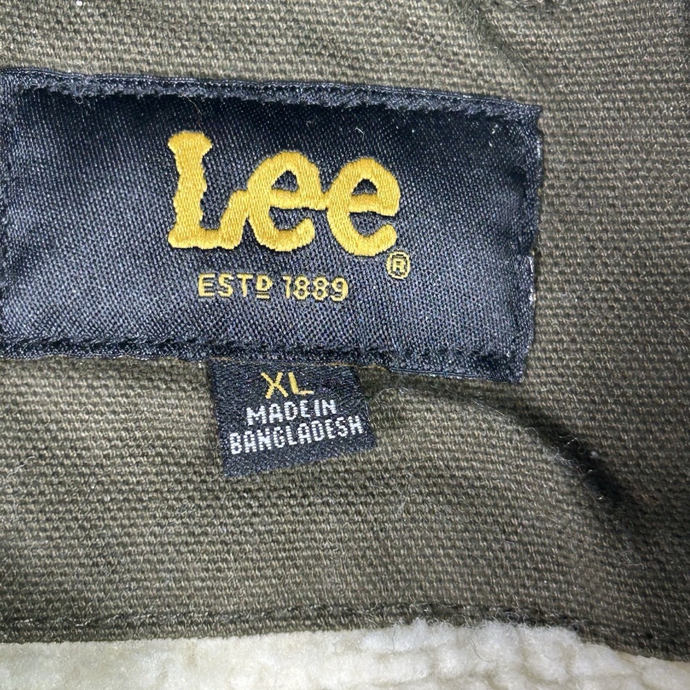 Lee Jacket Mens XL Olive Green Sherpa Chore Field Canvas Full-Zip Warm Gorpcore - Picture 6 of 10